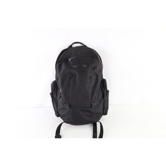 Vintage Distressed Oakley O Logo Backpack Book Bag Carry On Pack Black Polyester